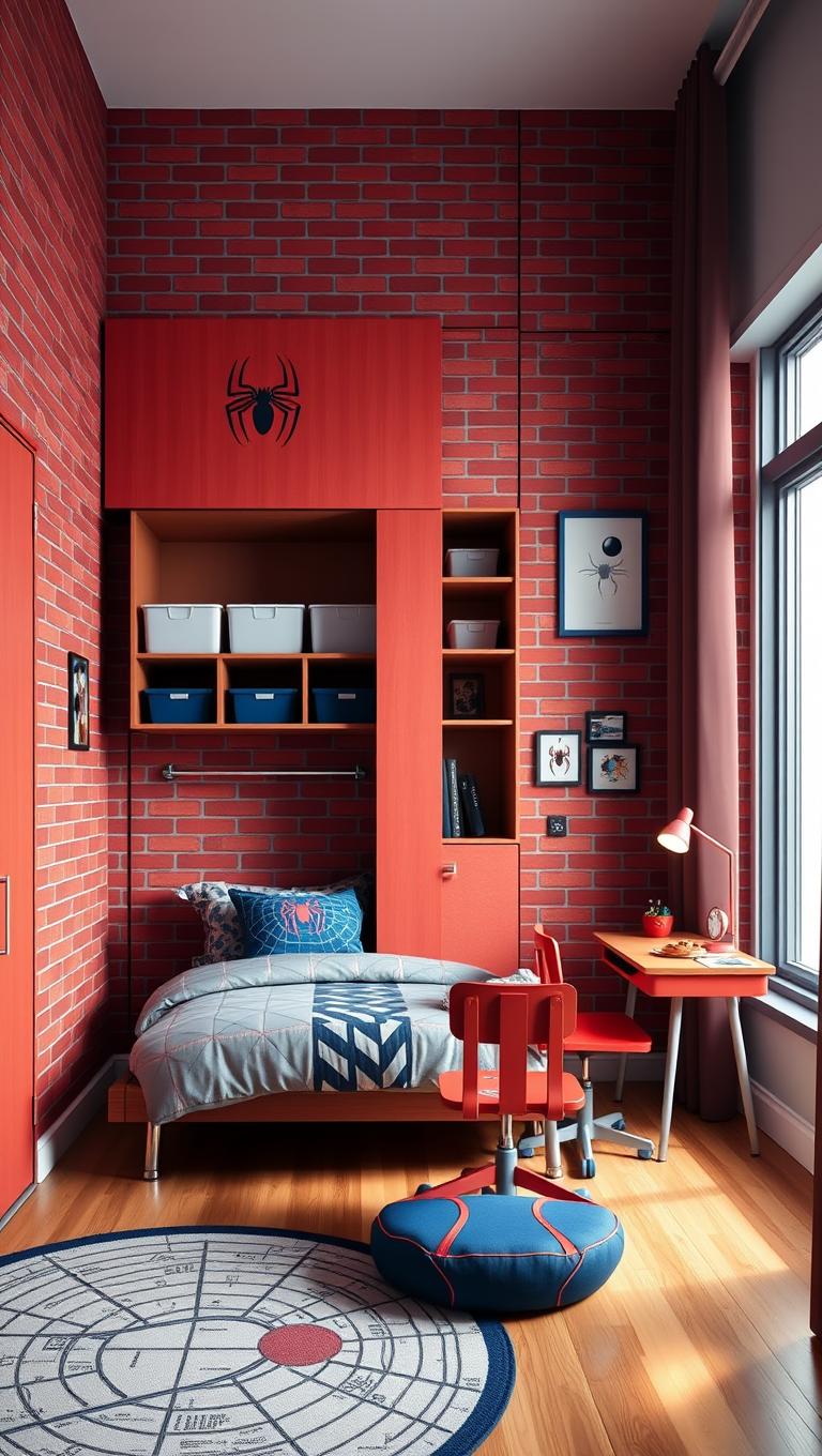 11. Build a hidden storage area behind a faux brick wall