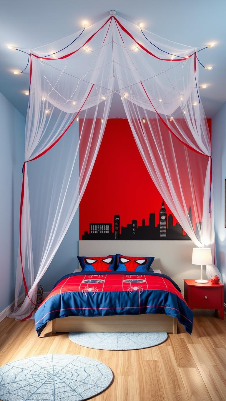 19. Build a webbed canopy over the bed
