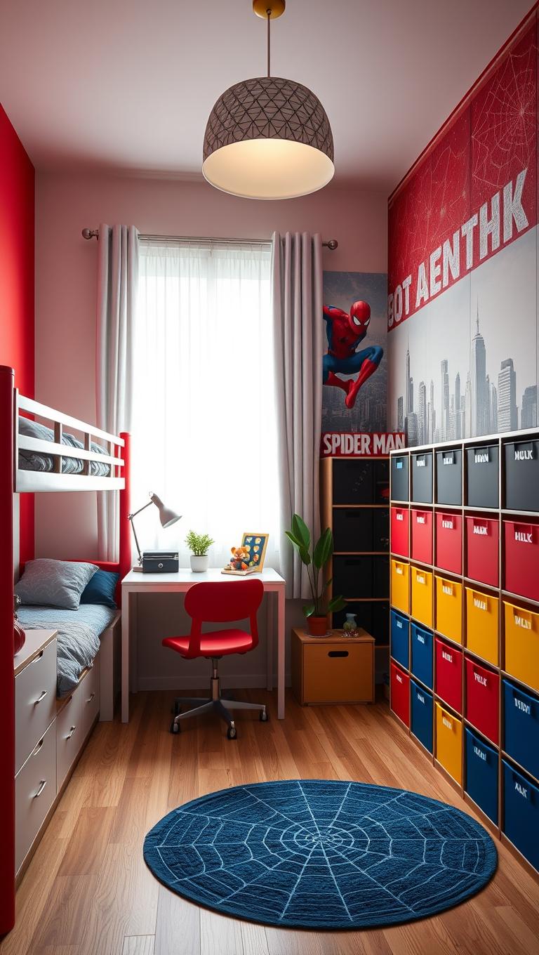 22. Use modular storage bins labeled with hero names