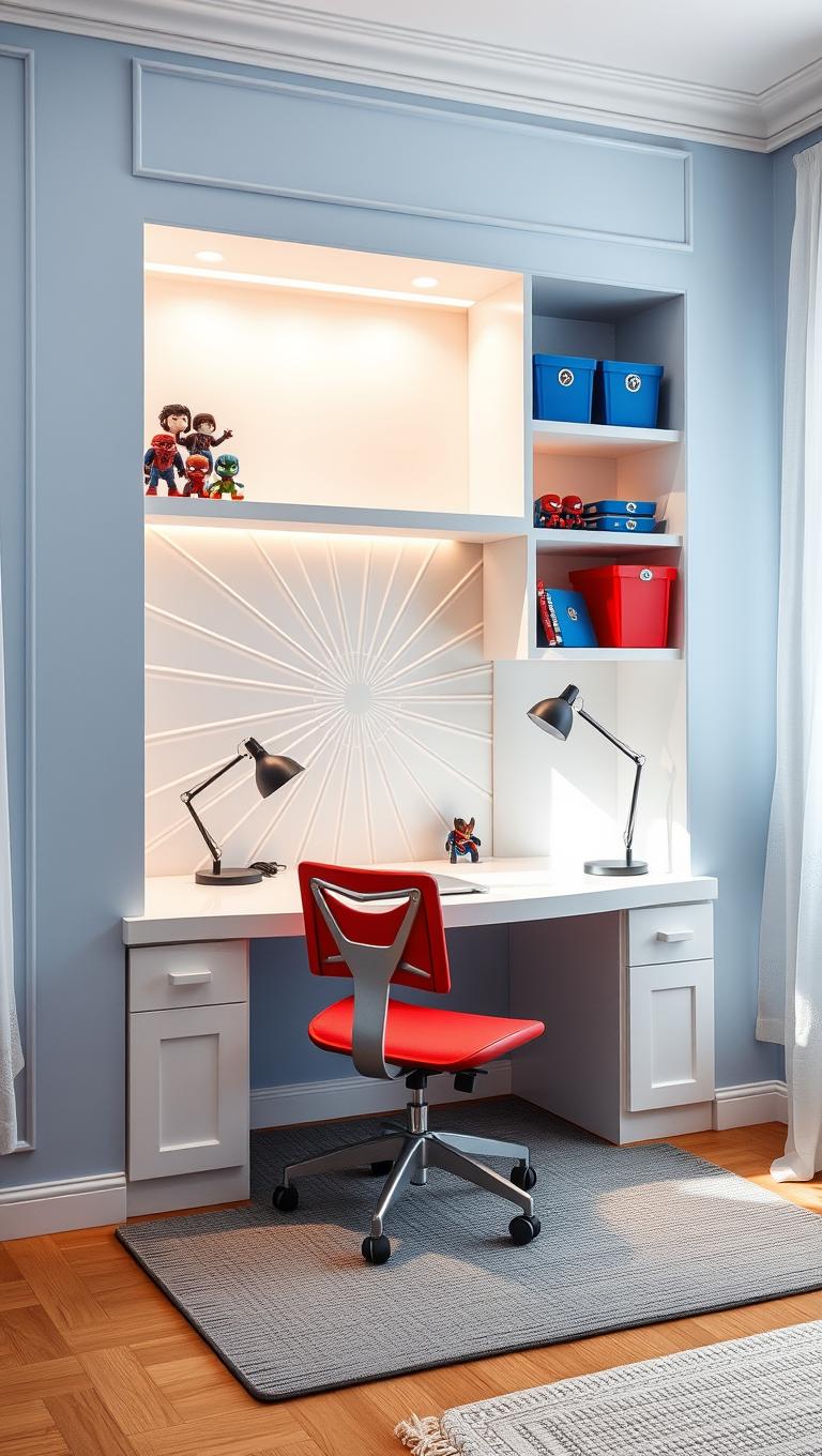 25. Create a built in study nook with a web desk panel