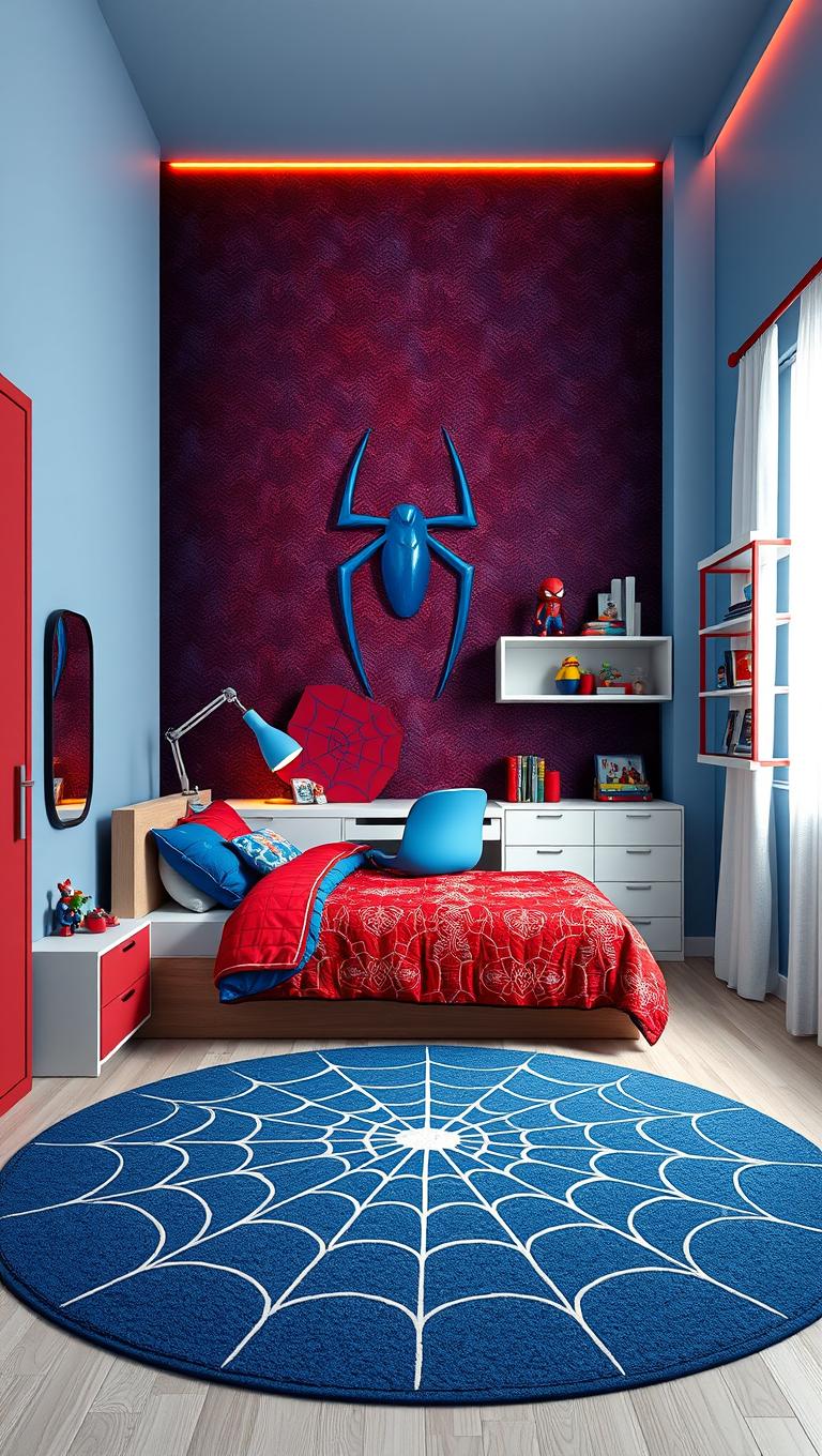 26. Add web patterned wall panels for texture