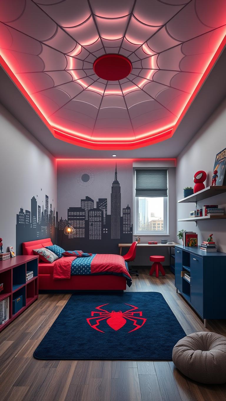 3. Install a web inspired ceiling with integrated lighting