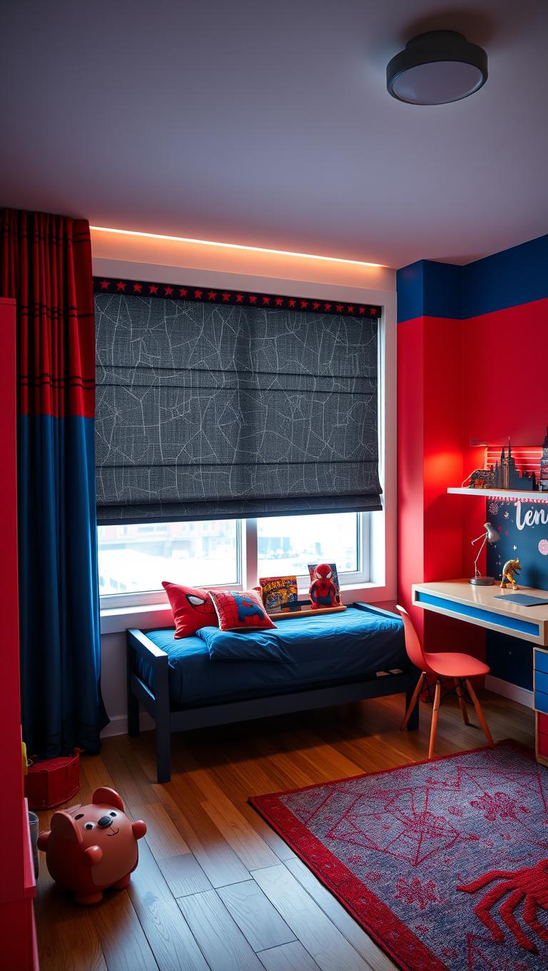 42. Install a Spider Man themed blackout shade to complete the look