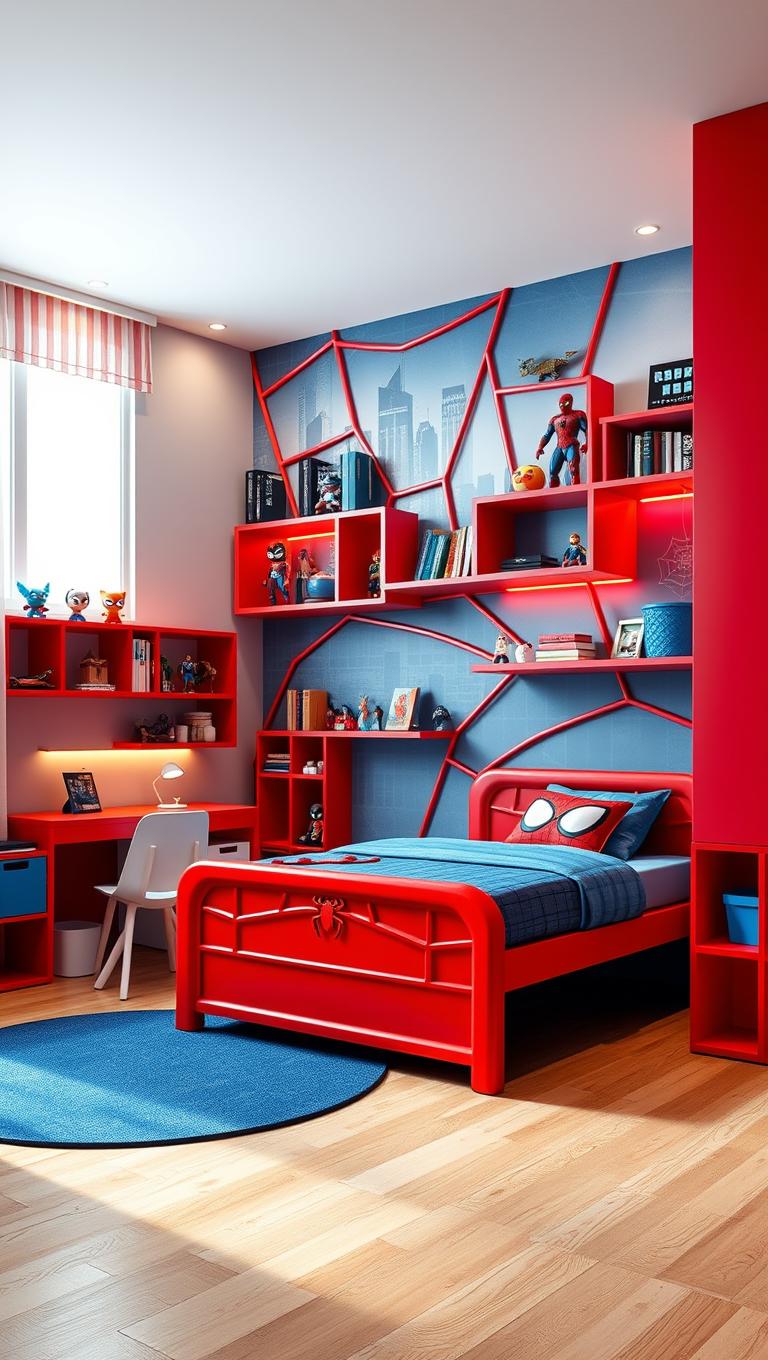 5. Add web shaped shelving for display and storage