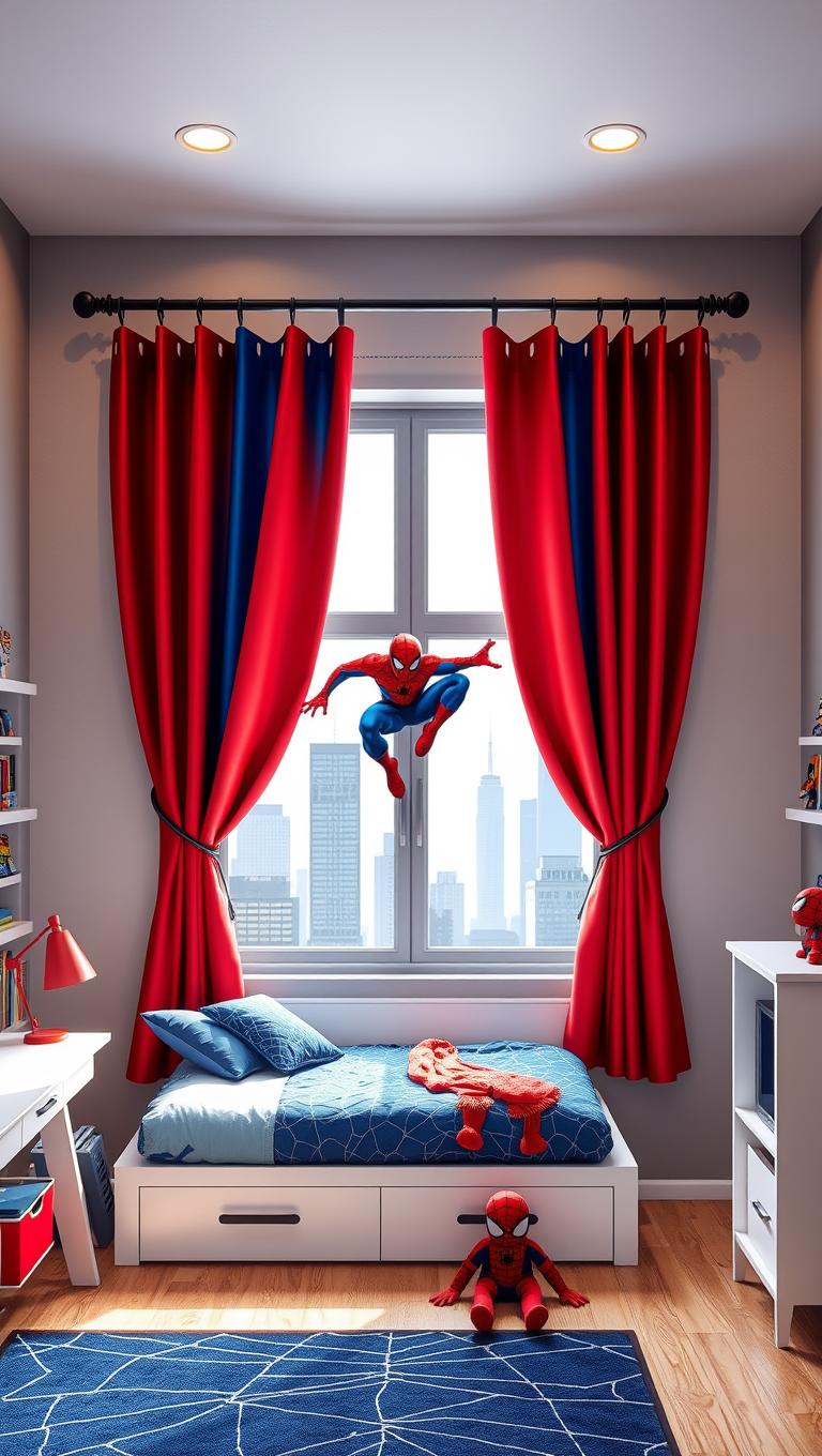 8. Hang Spider Man themed curtains or window treatments